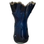 Vaso de Murano Azul com Borda Bege