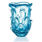Vaso de Murano com Aspente São Marcos - Cristal Azul 26cm