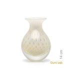 Vaso de Murano com Ouro 24k - Cristal Branco 14cm