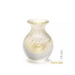 Vaso de Murano com Ouro 24k - Cristal Transparente 14cm