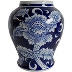 Vaso de Porcelana Azul e Branco Chinese Urban
