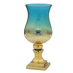 Vaso de Vidro Azul e Dourado 32cm Espressione