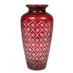 Vaso de Vidro Vermelho e Branco Decorativo 17x32cm