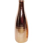 Vaso Decorativo Cerâmica Bottle Rings Grande Urban Dourado - 35,5x11,8x11,8cm