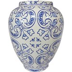 Vaso Decorativo Cerâmica Dedal Indigo Hidraulic Tile Urban Azul - 25x20x20cm