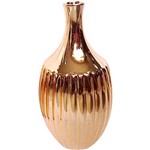 Vaso Decorativo Cerâmica Pleat Pequeno Urban Dourado - 29x14x14cm