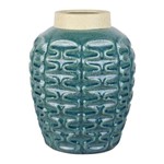 Vaso Decorativo de Cerâmica Azul Turquesa 26x33cm