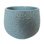 Vaso Decorativo de Ceramica Azul15x15x11cm - Led Lustre