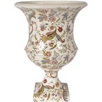 Vaso Decorativo em Cerâmica BTC Bege/Estampado - (34x24x24cm)