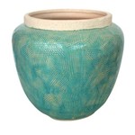 Vaso Decorativo em Ceramica Verde 26x24cm - Led Lustre