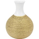 Vaso em Cerâmica Amber Branco e Dourado 25cm - Home&Co