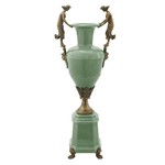 Vaso em Porcelana Verde Ornamentos em Bronze 61 X 24