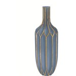 Vaso em Vidro Abukir 6294 Azul/Dourado