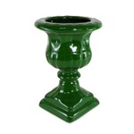 Vaso Grego Decorativo em Cerâmica Verde Escuro 22 Cm Taça