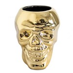 Vaso Porta Objetos Caveira Skull Dourado em Resina - Cor Dourada Fd014