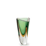 Vaso Triangular Nº 3 Bicolor Verde com Âmbar - Murano - Cristais Cadoro