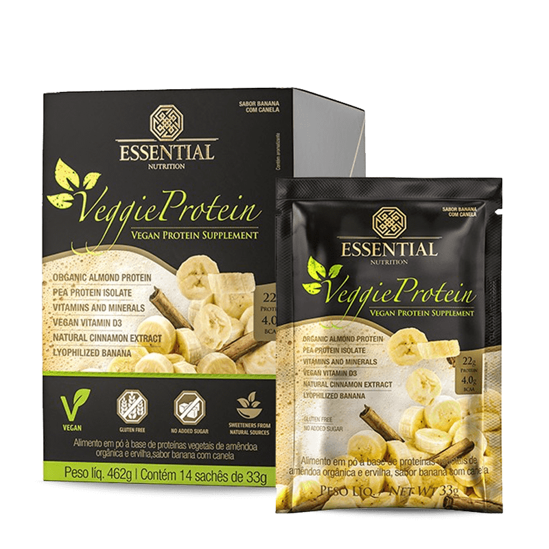 Veggie Protein (14 Sachês-33g) Essential Nutrition-Banana com Canela