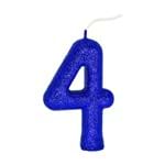 Vela de Aniversário Cintilante Azul Nº 4- Regina