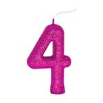 Vela de Aniversário Cintilante Pink Nº 4- Regina