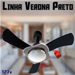 Ventilador de Teto Delta Verona Preto com 3 Pás Laqueadas 127v