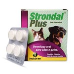 Vermífugo Oral Indubras Strondal Plus para Cães e Gatos 1 Blíster com 4 Comprimidos