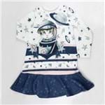 Vestido a Peplum Gato Astronauta - Azul - Petit Cherie-6anos