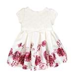Vestido Baby Festa Floral com Renda Bordada - Marfim com Vermelho - Petit Cherie-3-6meses