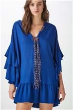 Vestido Curto Decote Rolote Mix Azul Mazarine - 40