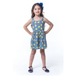 Vestido de Alça Rodado Infantil Azul - Tamanho 1