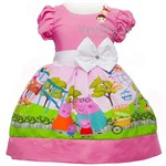 Vestido de Festa Infantil Fantasia Peppa Pig Peppa