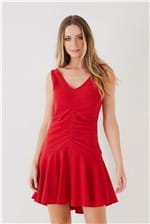 Vestido Decote V Drape Lucinda - Vermelho 34