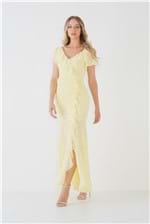 Vestido Drape Babado Lateral - Amarelo Claro 36
