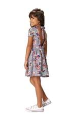 Vestido Evasê Barbie® Decote Costas Menina Malwee Kids Cinza Claro - 6