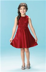 Vestido Evasê Cetim Menina Carinhoso Vermelho - 2