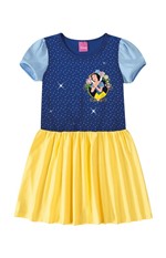 Vestido Evasê Princesas da Disney® Menina Malwee Kids Azul Escuro - 4