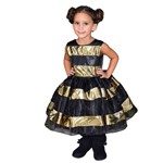 Vestido Festa Boneca LOL Luxo Infantil Preto e Dourado