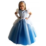 Vestido Festa Fantasia Princesa Cinderela Infantil Acompanha Luva
