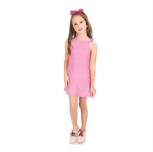 Vestido Infantil Abrange Texturizado Rosa Claro 06
