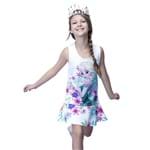 Vestido Infantil Elsa Frozen Branco em Neoprene Babado na Barra - Joy By Morena Rosa 6t