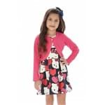 Vestido Infantil em Cotton Hello Kitty Estampado com Bolero Pink 8 Anos