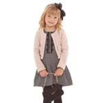 Vestido Infantil em Tweed Preto e Casaco Rosa 2