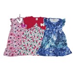 Vestido Infantil Kit com 3 Unidades Rosa, Pink e Azul-4