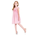 Vestido Infantil Menina Bolinhas Rosa - Tamanho 6