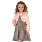 Vestido Infantil Paetês Oncinha com Bolero Pelos Rosê - Infanti 2t