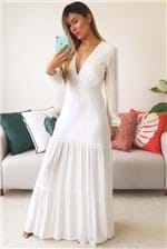 Vestido Longo Babadotop Decote V Melina - Off White