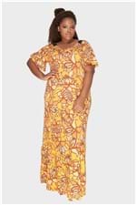 Vestido Longo Bali Plus Size Amarelo-48/50
