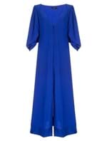 Vestido Longo Boipeba de Seda Azul Tamanho 36