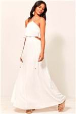 Vestido Longo Dress To Babado Recorte Lateral - Off White