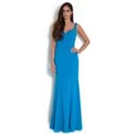 Vestido Marbella Longo Sereia com Decote Coração Badgley Mischka - Azul