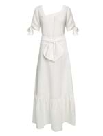 Vestido Maxi Decote Quadrado de Linho Off White Tamanho 34